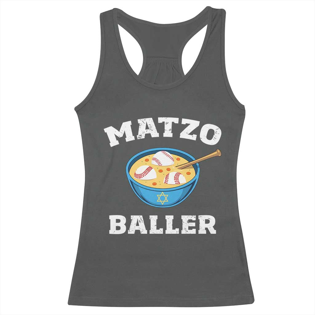 Funny Hanukkah Baseball Racerback Tank Top Matzo Baller Matzah Ball Jewish Chanukah Sports Lover - Wonder Print Shop