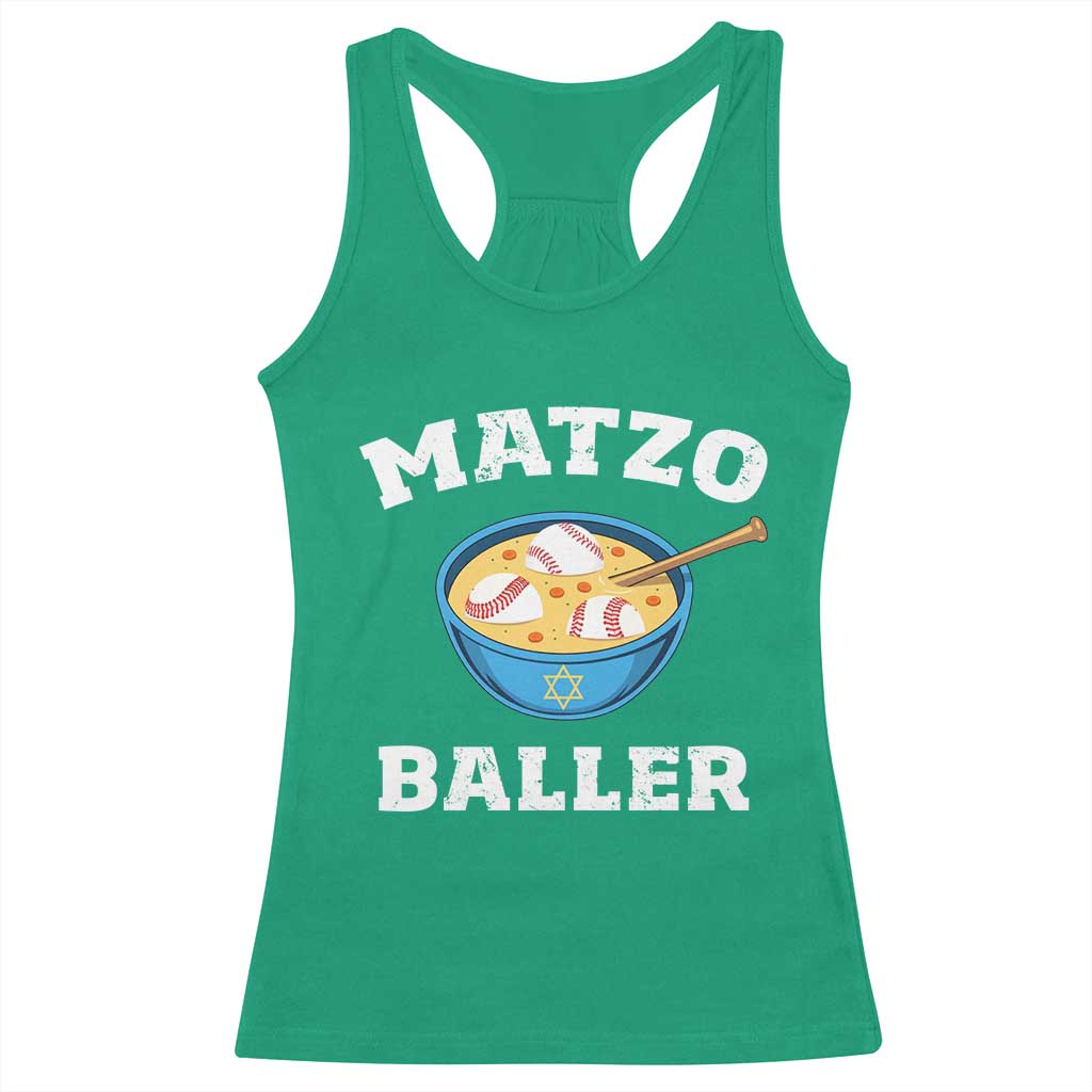 Funny Hanukkah Baseball Racerback Tank Top Matzo Baller Matzah Ball Jewish Chanukah Sports Lover - Wonder Print Shop