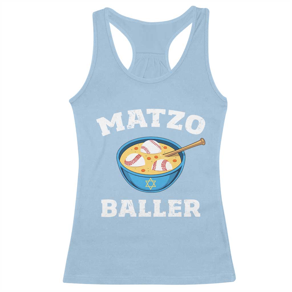 Funny Hanukkah Baseball Racerback Tank Top Matzo Baller Matzah Ball Jewish Chanukah Sports Lover - Wonder Print Shop