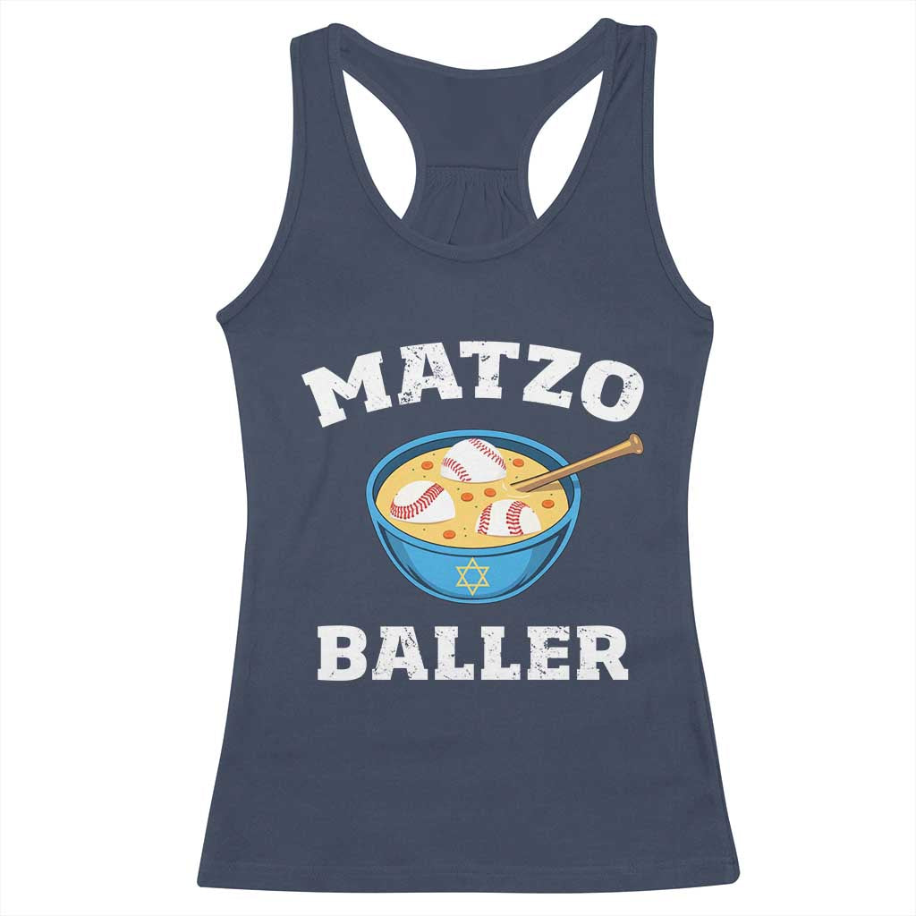 Funny Hanukkah Baseball Racerback Tank Top Matzo Baller Matzah Ball Jewish Chanukah Sports Lover - Wonder Print Shop