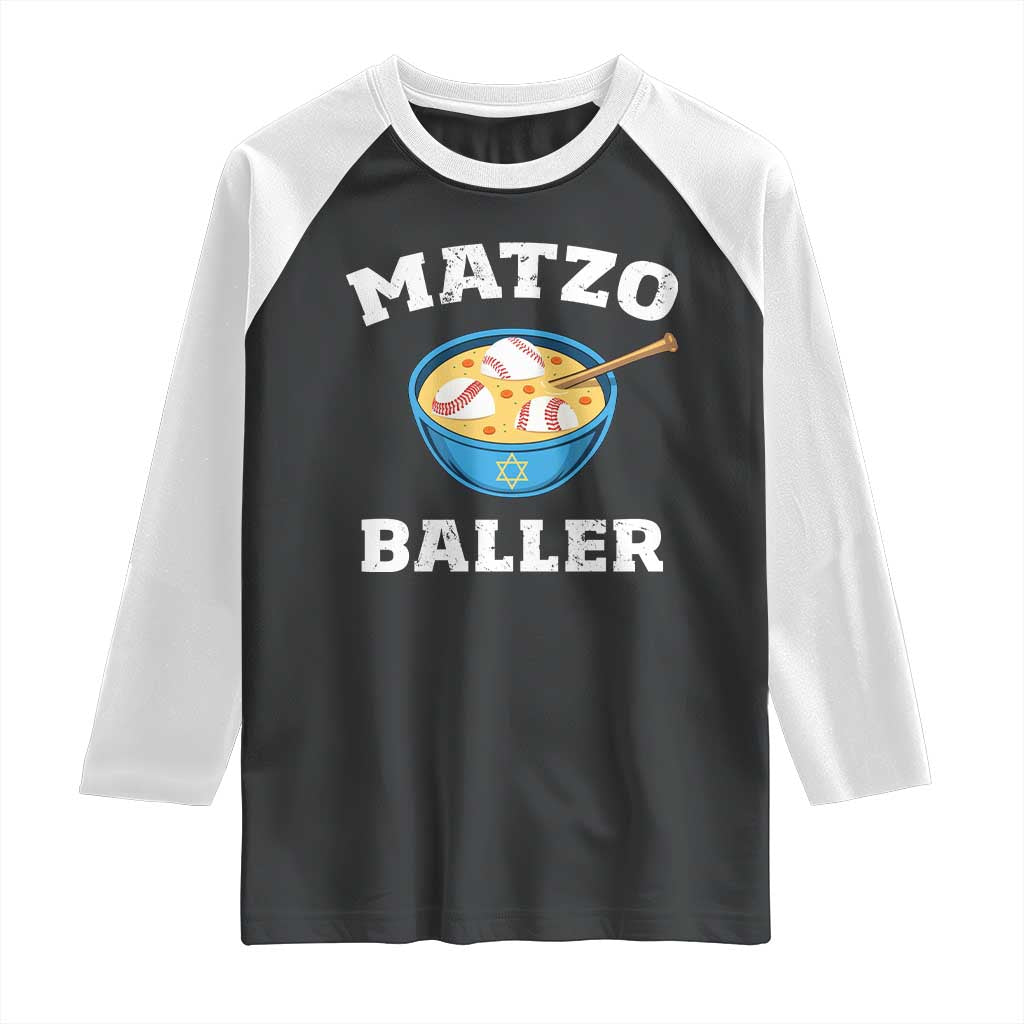 Funny Hanukkah Baseball Raglan Shirt Matzo Baller Matzah Ball Jewish Chanukah Sports Lover - Wonder Print Shop