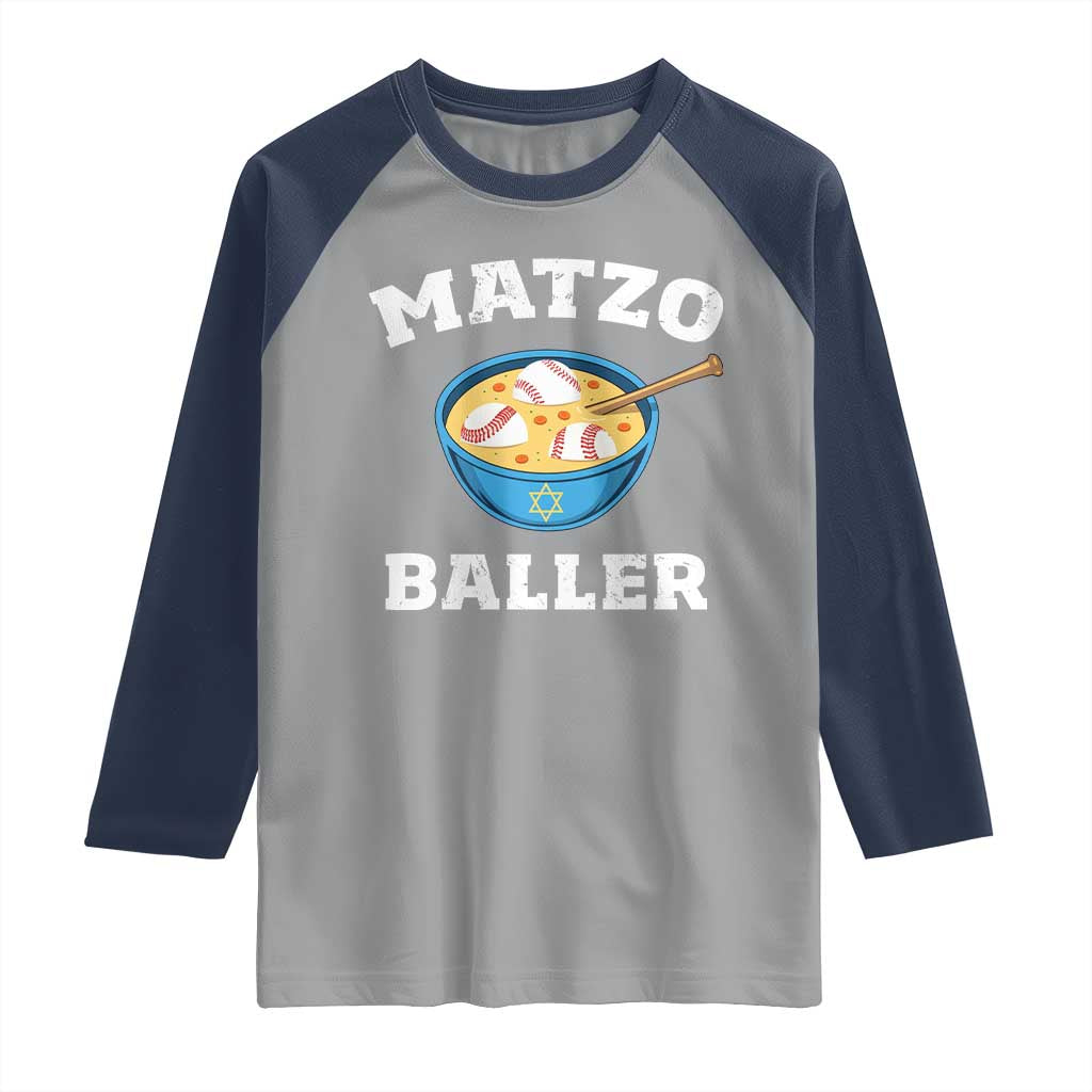 Funny Hanukkah Baseball Raglan Shirt Matzo Baller Matzah Ball Jewish Chanukah Sports Lover - Wonder Print Shop