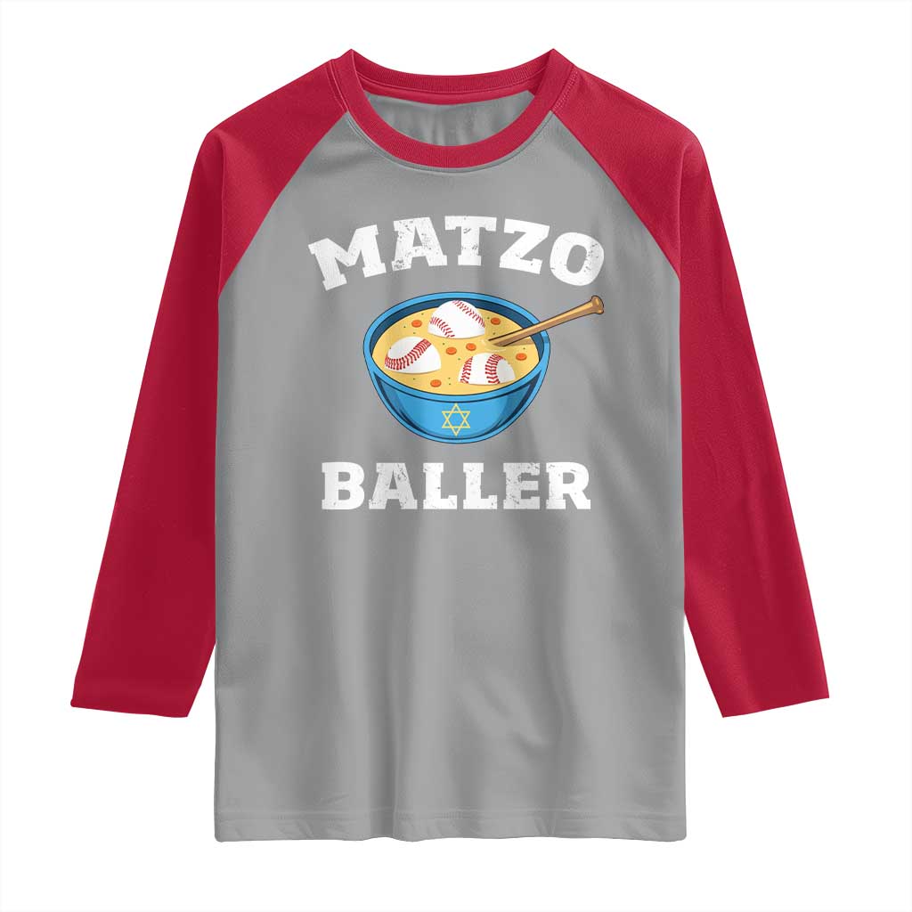Funny Hanukkah Baseball Raglan Shirt Matzo Baller Matzah Ball Jewish Chanukah Sports Lover - Wonder Print Shop