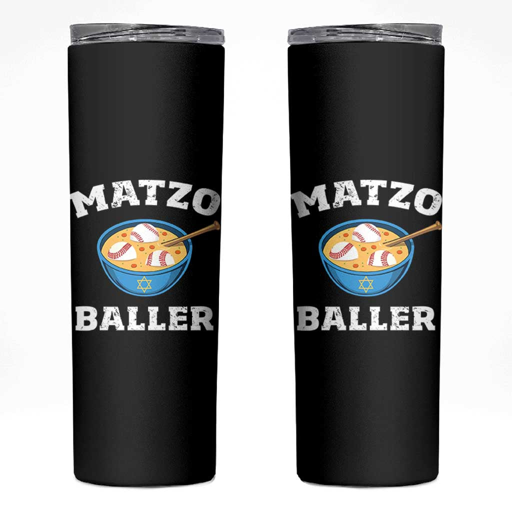 Funny Hanukkah Baseball Skinny Tumbler Matzo Baller Matzah Ball Jewish Chanukah Sports Lover - Wonder Print Shop