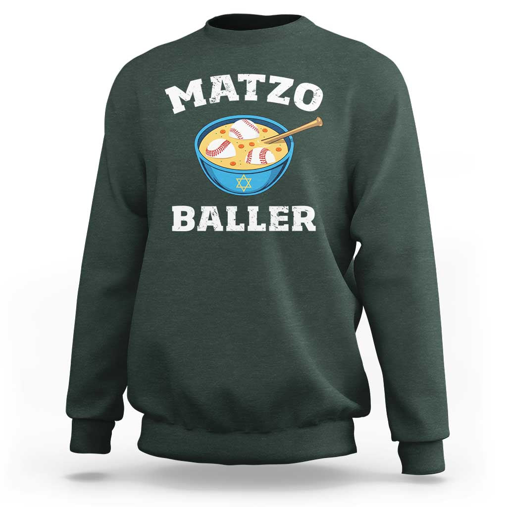 Funny Hanukkah Baseball Sweatshirt Matzo Baller Matzah Ball Jewish Chanukah Sports Lover - Wonder Print Shop