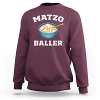 Funny Hanukkah Baseball Sweatshirt Matzo Baller Matzah Ball Jewish Chanukah Sports Lover - Wonder Print Shop