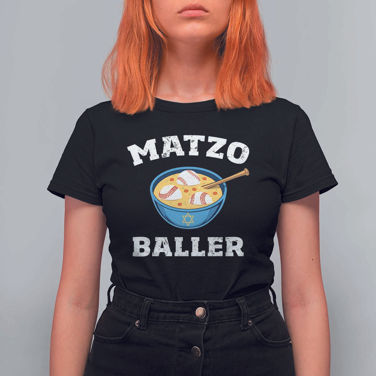 Funny Hanukkah Baseball T Shirt For Women Matzo Baller Matzah Ball Jewish Chanukah Sports Lover - Wonder Print Shop