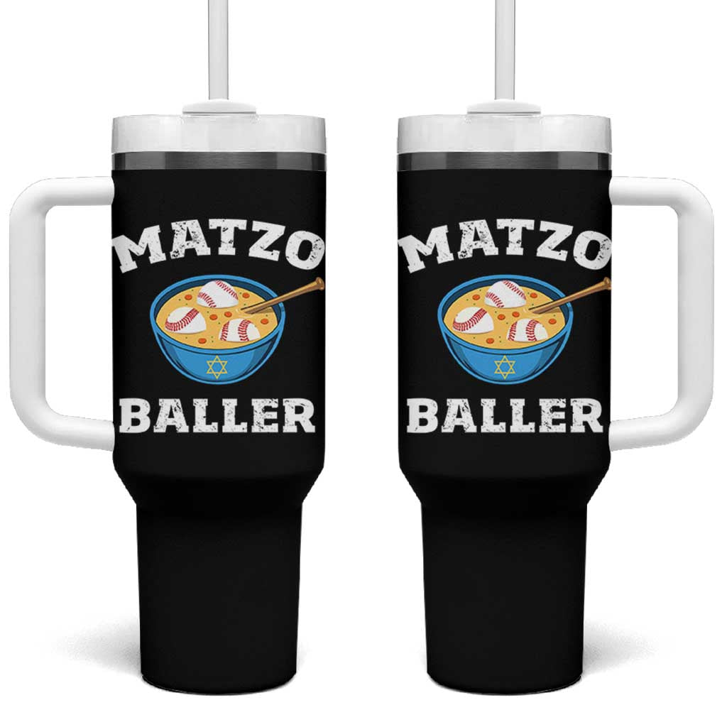 Funny Hanukkah Baseball Tumbler With Handle Matzo Baller Matzah Ball Jewish Chanukah Sports Lover - Wonder Print Shop