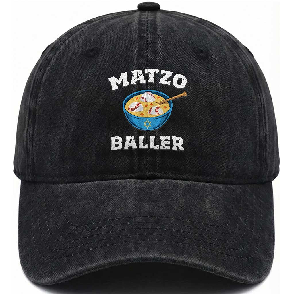 Funny Hanukkah Baseball Washed Cotton Baseball Cap Matzo Baller Matzah Ball Jewish Chanukah Sports Lover