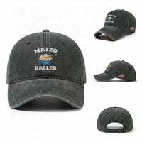Funny Hanukkah Baseball Washed Cotton Baseball Cap Matzo Baller Matzah Ball Jewish Chanukah Sports Lover