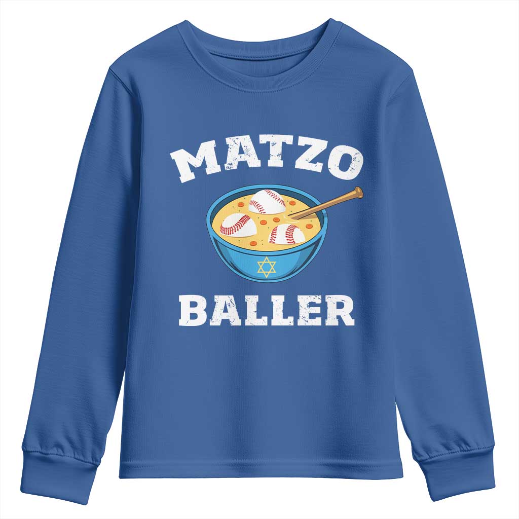 Funny Hanukkah Baseball Youth Sweatshirt Matzo Baller Matzah Ball Jewish Chanukah Sports Lover - Wonder Print Shop