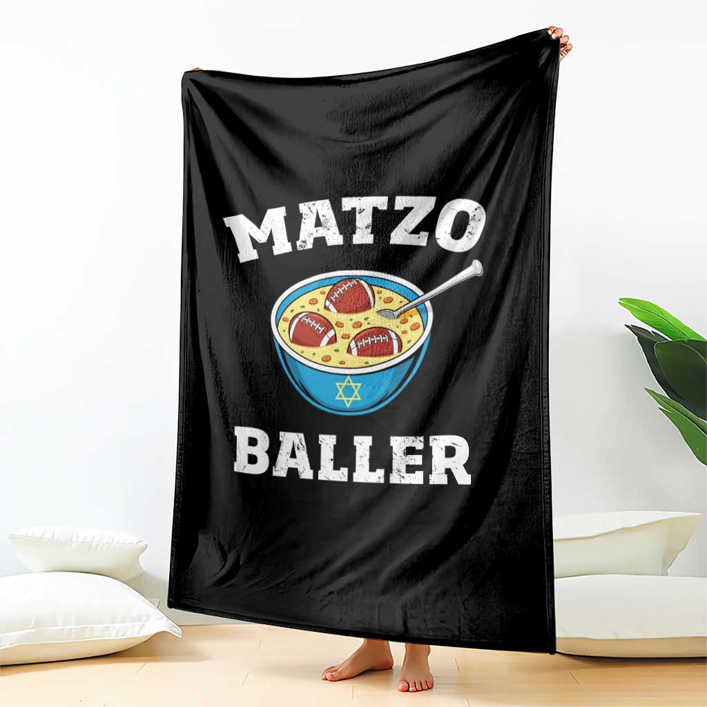 Funny Hanukkah Football Throw Blanket Matzo Baller Matzah Ball Jewish Chanukah Sports Lover - Wonder Print Shop