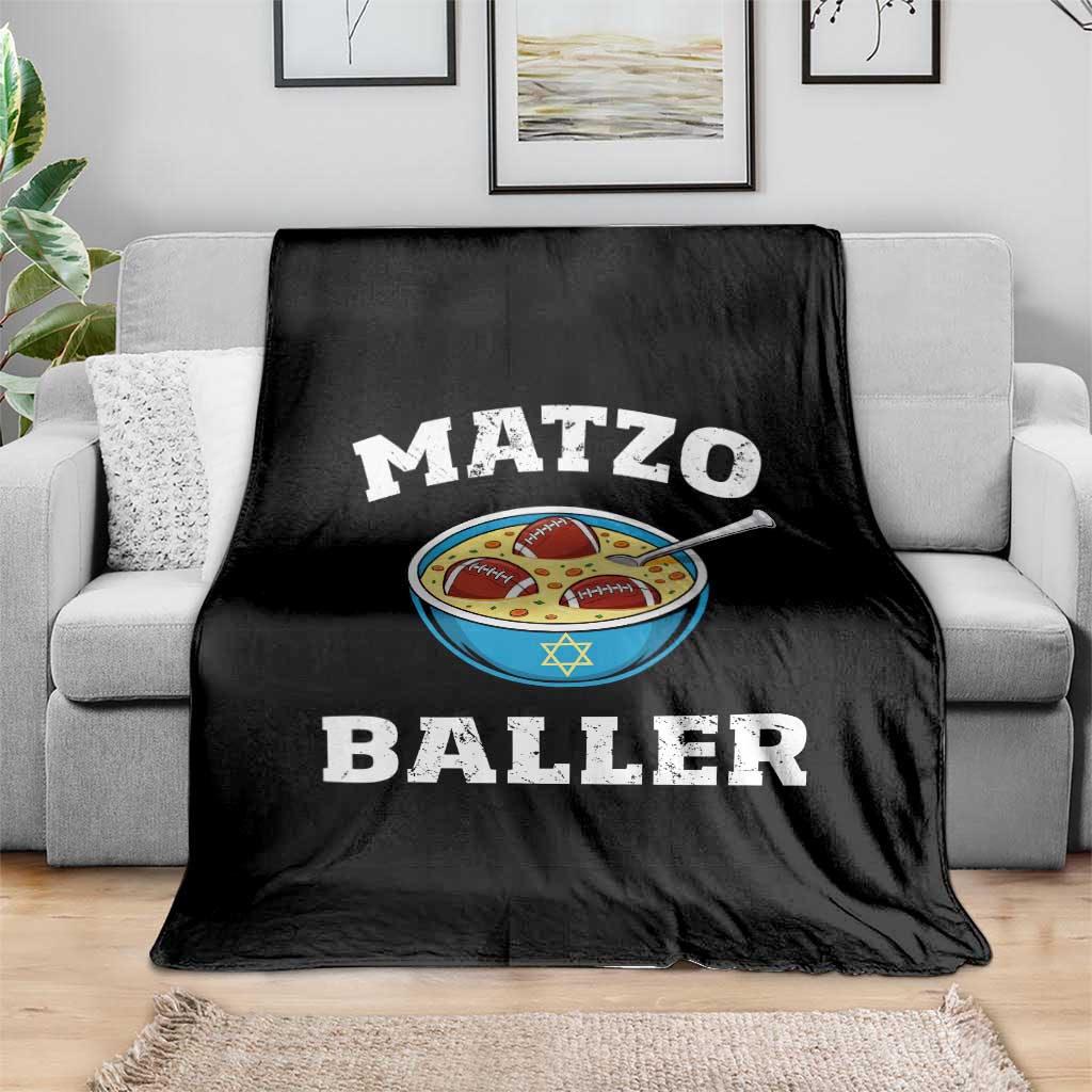 Funny Hanukkah Football Throw Blanket Matzo Baller Matzah Ball Jewish Chanukah Sports Lover - Wonder Print Shop