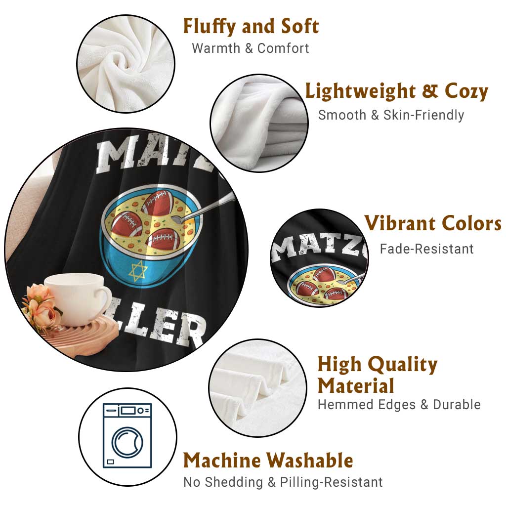 Funny Hanukkah Football Throw Blanket Matzo Baller Matzah Ball Jewish Chanukah Sports Lover - Wonder Print Shop