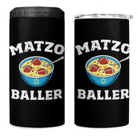 Funny Hanukkah Football 4 in 1 Can Cooler Tumbler Matzo Baller Matzah Ball Jewish Chanukah Sports Lover - Wonder Print Shop