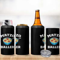 Funny Hanukkah Football 4 in 1 Can Cooler Tumbler Matzo Baller Matzah Ball Jewish Chanukah Sports Lover - Wonder Print Shop