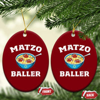 Funny Hanukkah Football Ceramic Ornament Matzo Baller Matzah Ball Jewish Chanukah Sports Lover - Wonder Print Shop