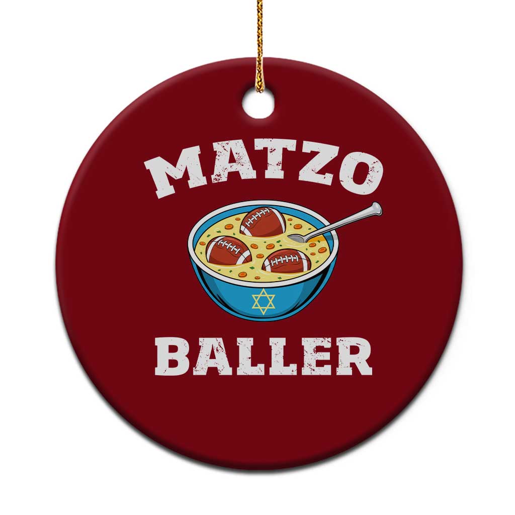 Funny Hanukkah Football Ceramic Ornament Matzo Baller Matzah Ball Jewish Chanukah Sports Lover - Wonder Print Shop