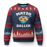 Funny Hanukkah Football Ugly Christmas Sweater Matzo Baller Matzah Ball Jewish Chanukah Sports Lover - Wonder Print Shop