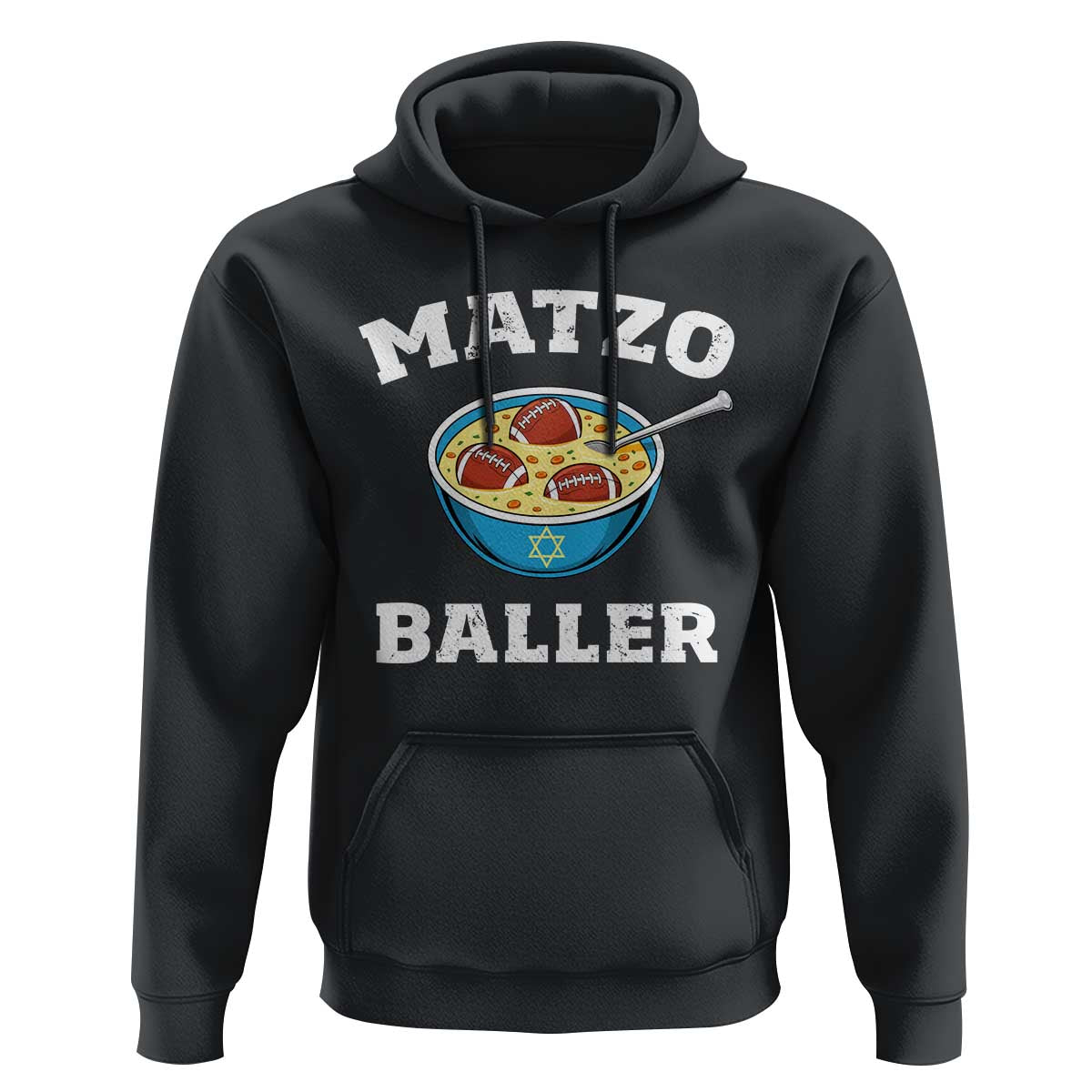 Funny Hanukkah Football Hoodie Matzo Baller Matzah Ball Jewish Chanukah Sports Lover - Wonder Print Shop