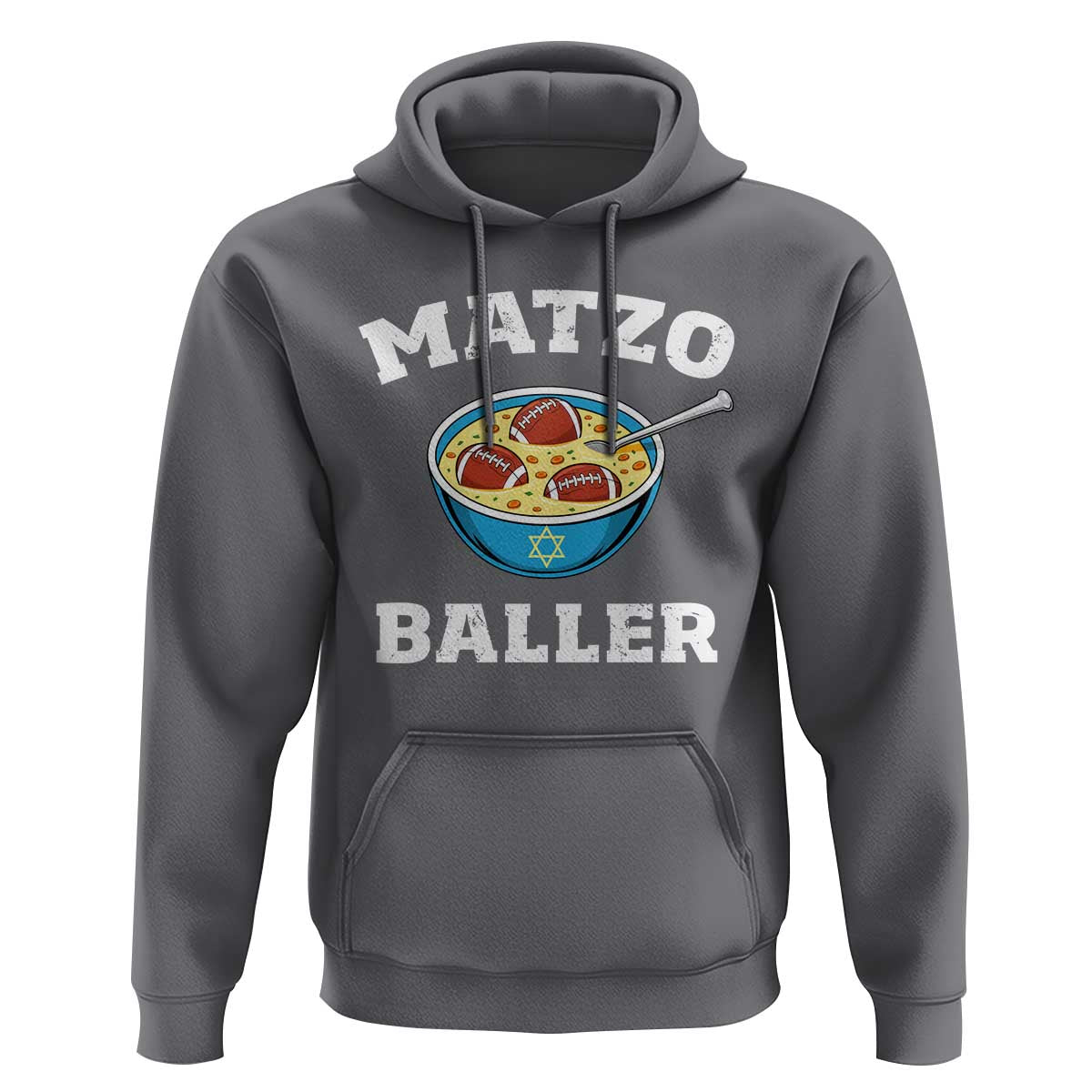 Funny Hanukkah Football Hoodie Matzo Baller Matzah Ball Jewish Chanukah Sports Lover - Wonder Print Shop