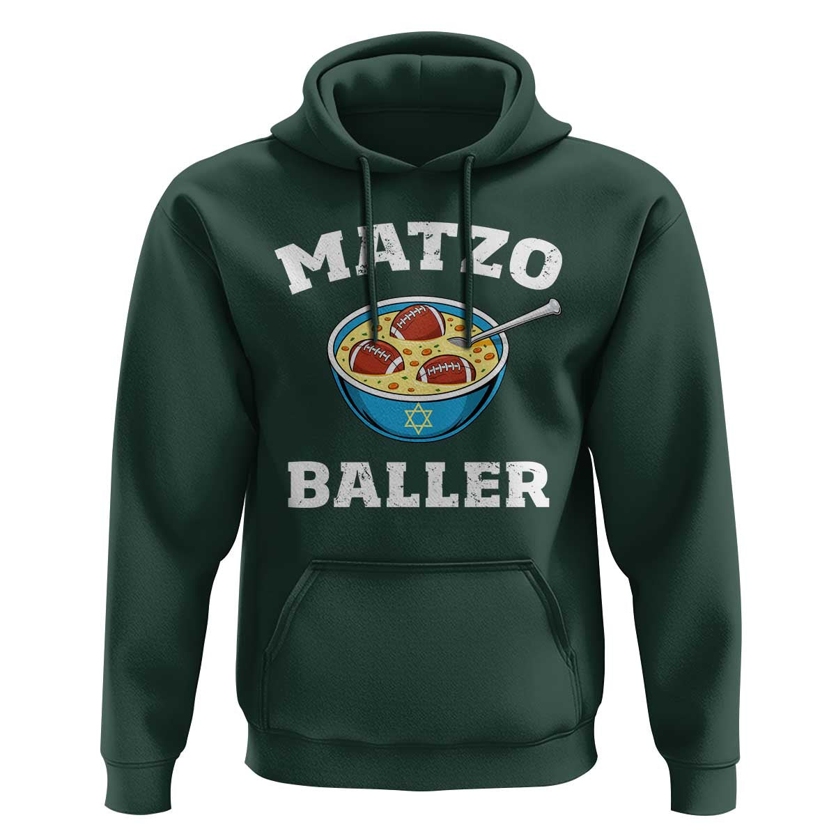 Funny Hanukkah Football Hoodie Matzo Baller Matzah Ball Jewish Chanukah Sports Lover - Wonder Print Shop