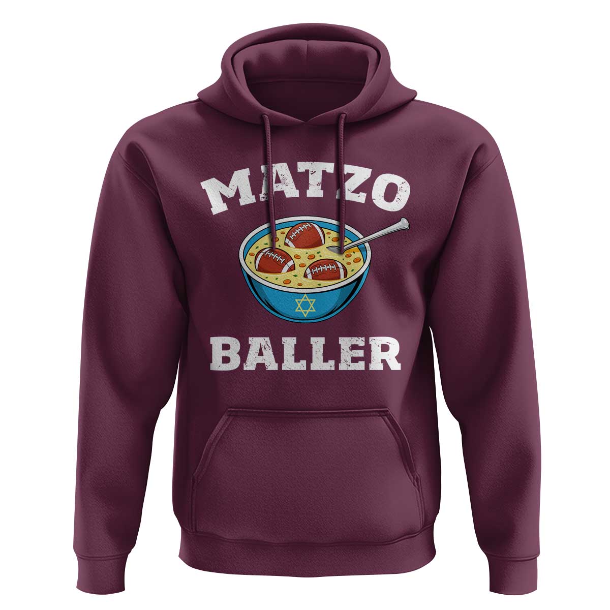 Funny Hanukkah Football Hoodie Matzo Baller Matzah Ball Jewish Chanukah Sports Lover - Wonder Print Shop