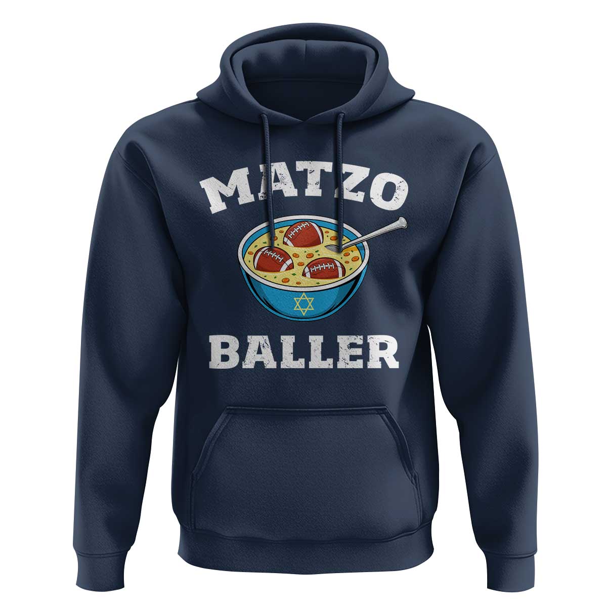Funny Hanukkah Football Hoodie Matzo Baller Matzah Ball Jewish Chanukah Sports Lover - Wonder Print Shop