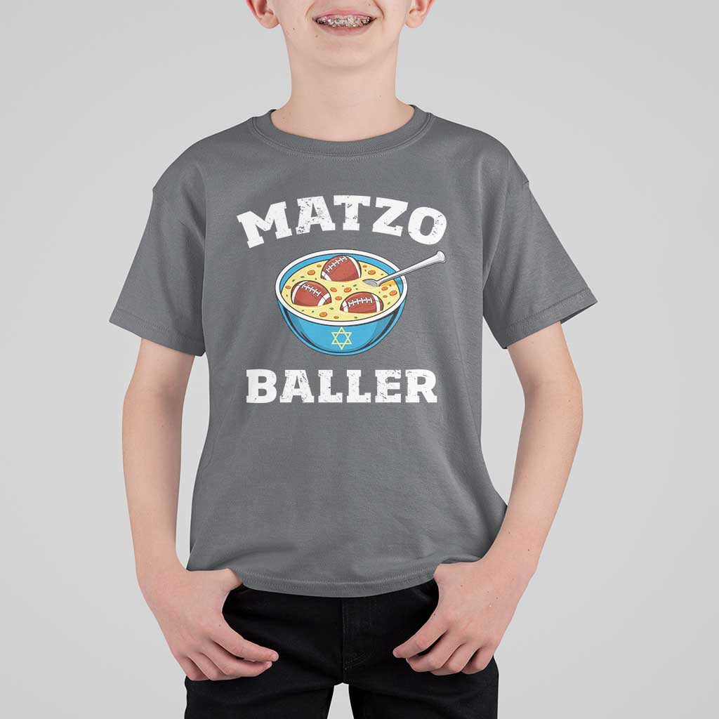 Funny Hanukkah Football T Shirt For Kid Matzo Baller Matzah Ball Jewish Chanukah Sports Lover - Wonder Print Shop