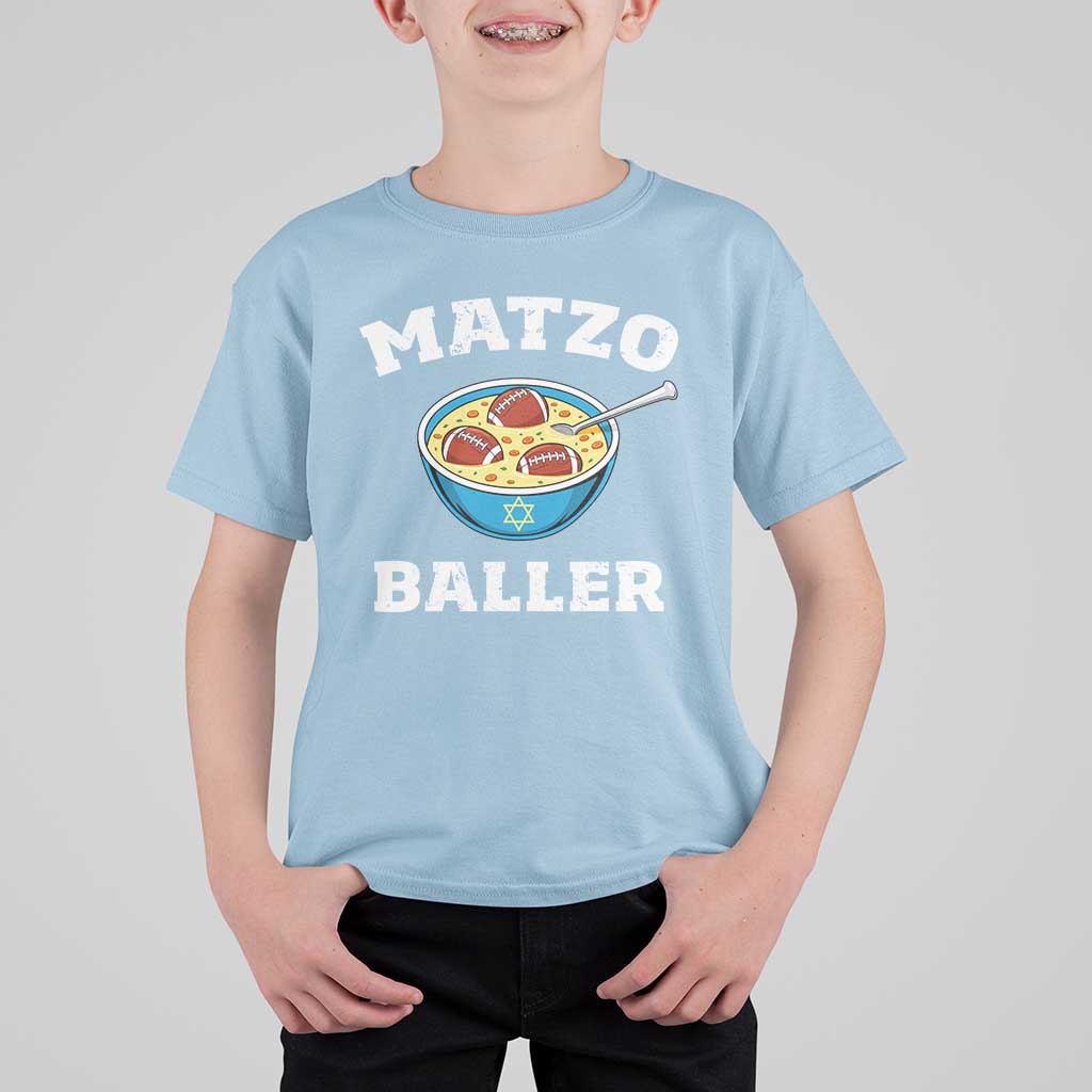 Funny Hanukkah Football T Shirt For Kid Matzo Baller Matzah Ball Jewish Chanukah Sports Lover - Wonder Print Shop