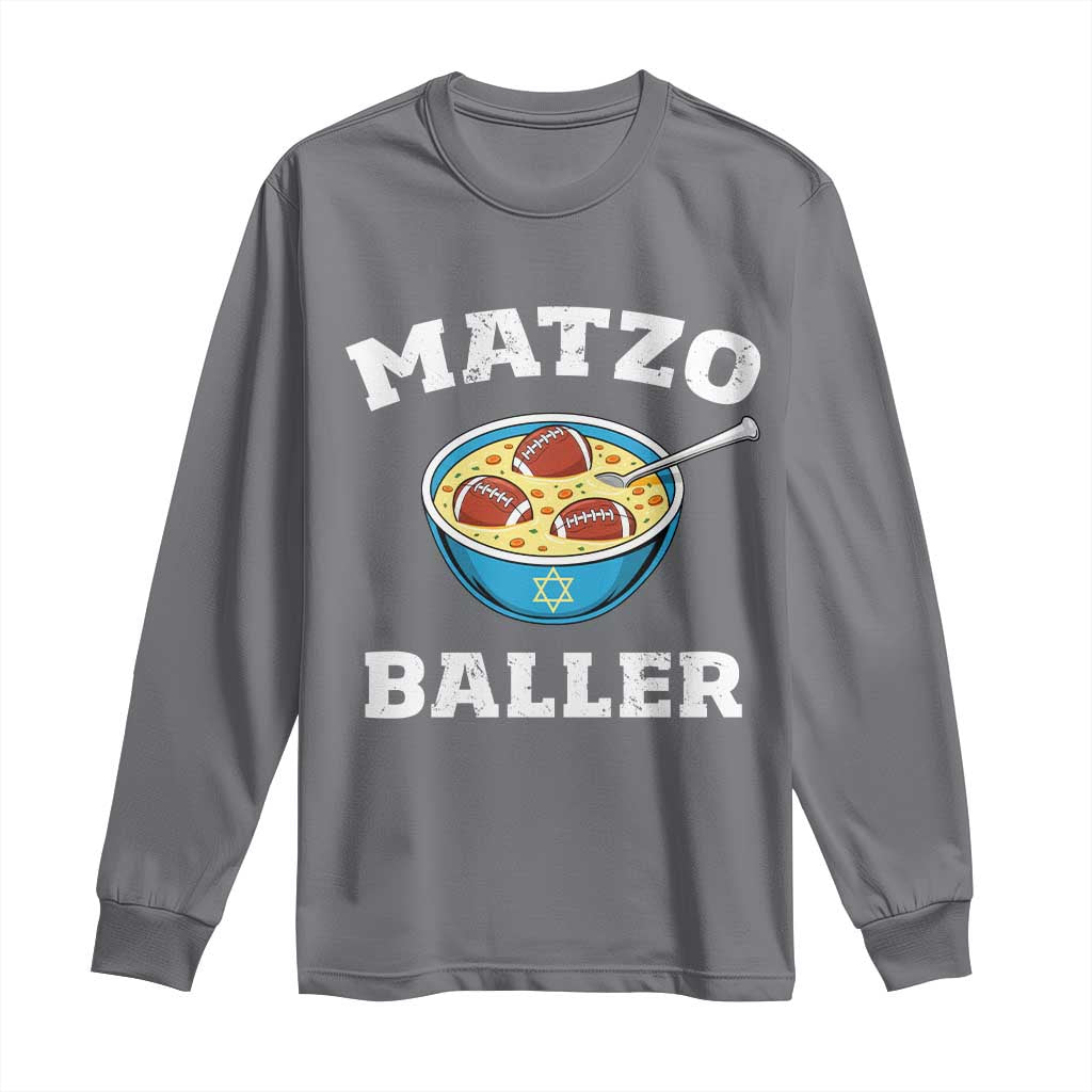 Funny Hanukkah Football Long Sleeve Shirt Matzo Baller Matzah Ball Jewish Chanukah Sports Lover - Wonder Print Shop