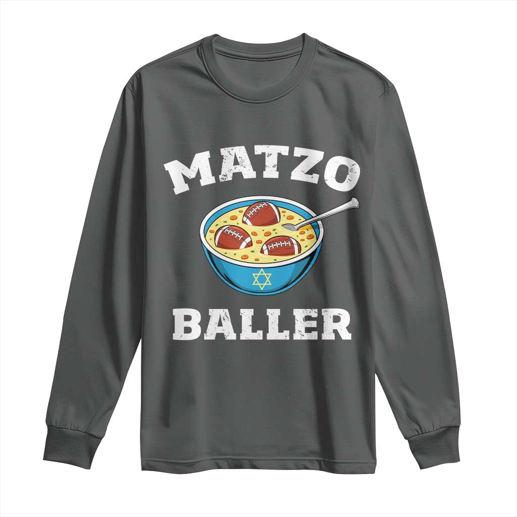 Funny Hanukkah Football Long Sleeve Shirt Matzo Baller Matzah Ball Jewish Chanukah Sports Lover - Wonder Print Shop