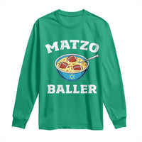 Funny Hanukkah Football Long Sleeve Shirt Matzo Baller Matzah Ball Jewish Chanukah Sports Lover - Wonder Print Shop