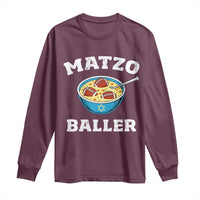 Funny Hanukkah Football Long Sleeve Shirt Matzo Baller Matzah Ball Jewish Chanukah Sports Lover - Wonder Print Shop
