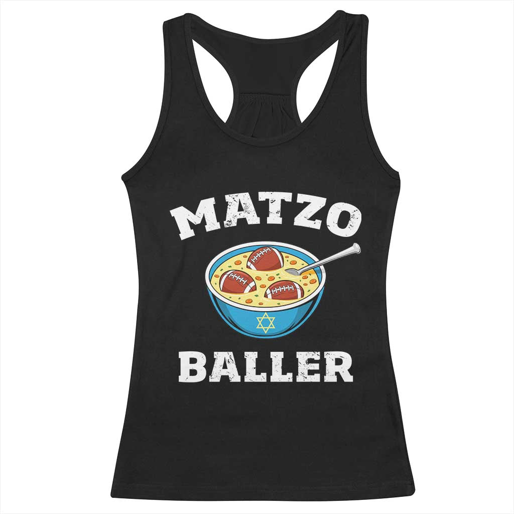 Funny Hanukkah Football Racerback Tank Top Matzo Baller Matzah Ball Jewish Chanukah Sports Lover - Wonder Print Shop