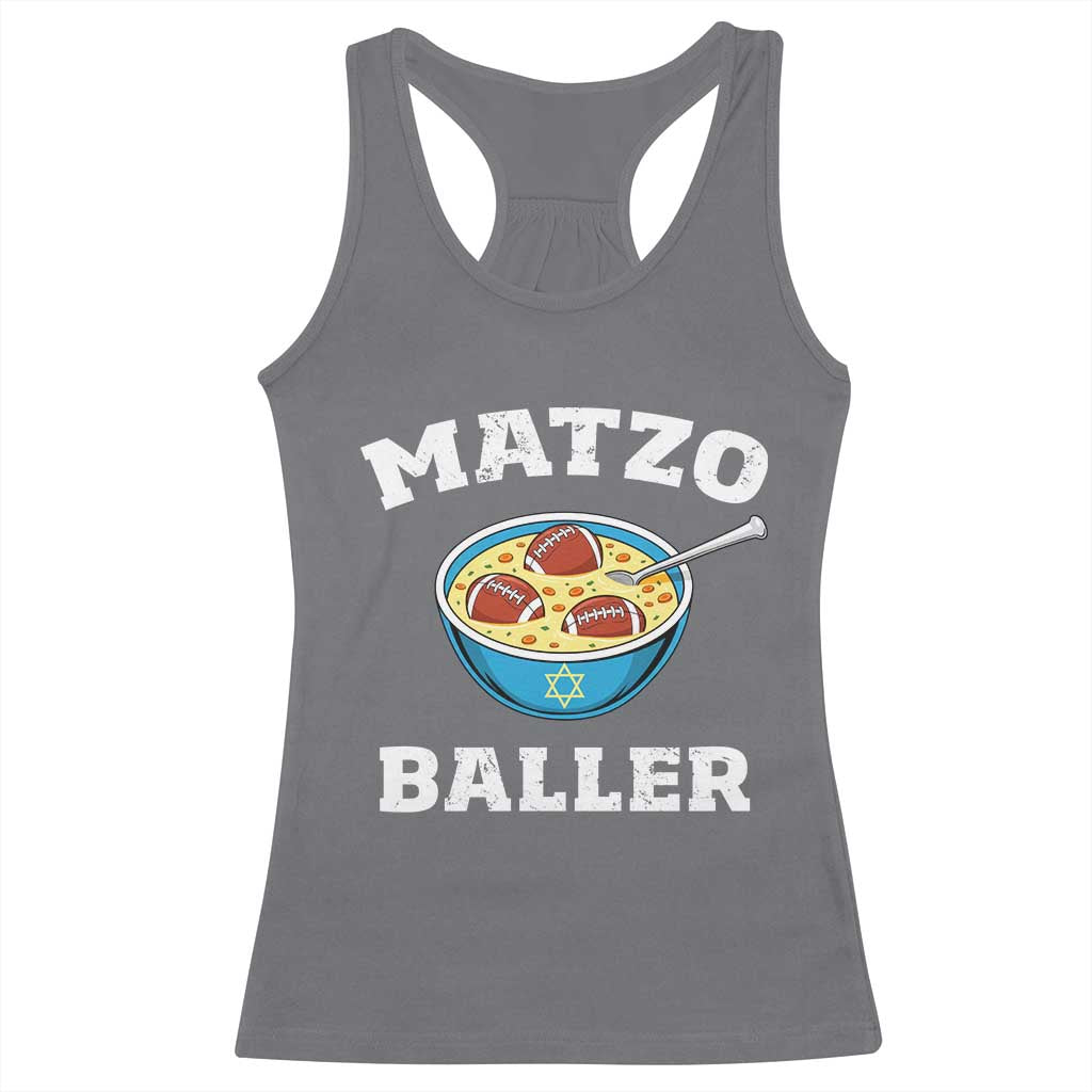 Funny Hanukkah Football Racerback Tank Top Matzo Baller Matzah Ball Jewish Chanukah Sports Lover - Wonder Print Shop