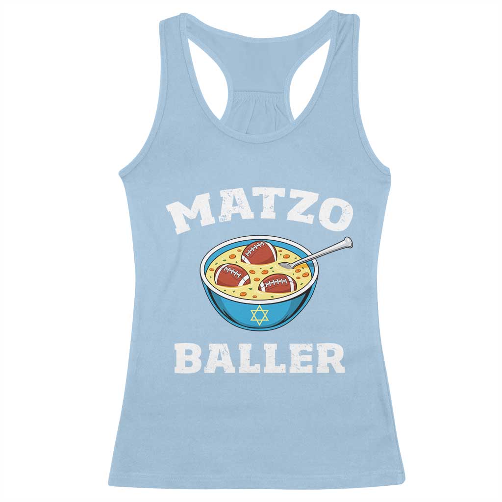 Funny Hanukkah Football Racerback Tank Top Matzo Baller Matzah Ball Jewish Chanukah Sports Lover - Wonder Print Shop