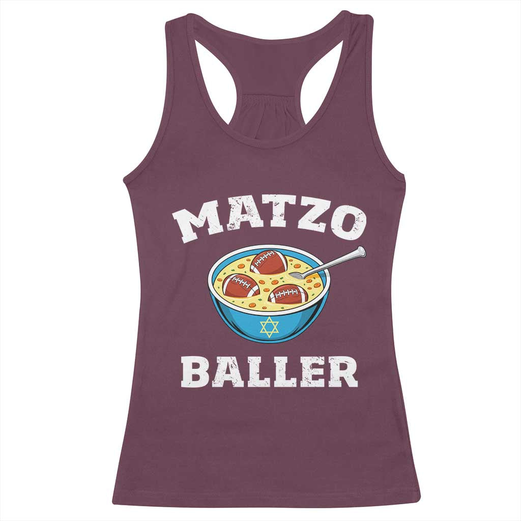 Funny Hanukkah Football Racerback Tank Top Matzo Baller Matzah Ball Jewish Chanukah Sports Lover - Wonder Print Shop