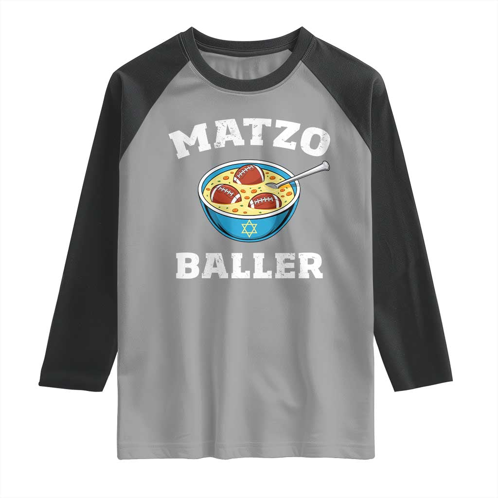 Funny Hanukkah Football Raglan Shirt Matzo Baller Matzah Ball Jewish Chanukah Sports Lover - Wonder Print Shop