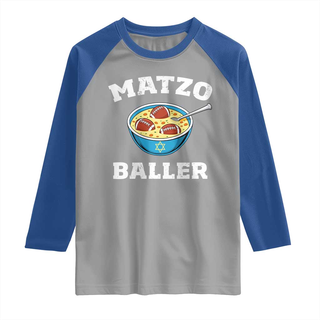 Funny Hanukkah Football Raglan Shirt Matzo Baller Matzah Ball Jewish Chanukah Sports Lover - Wonder Print Shop