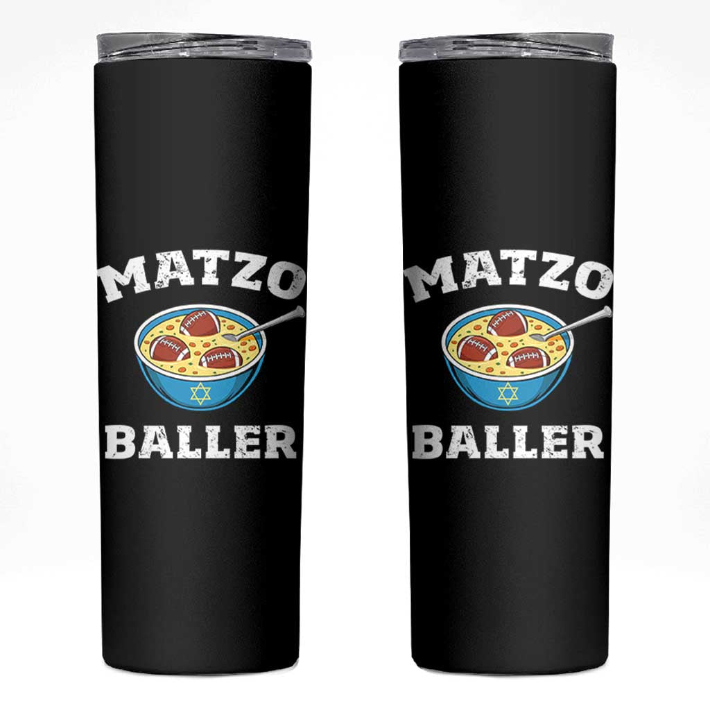 Funny Hanukkah Football Skinny Tumbler Matzo Baller Matzah Ball Jewish Chanukah Sports Lover - Wonder Print Shop