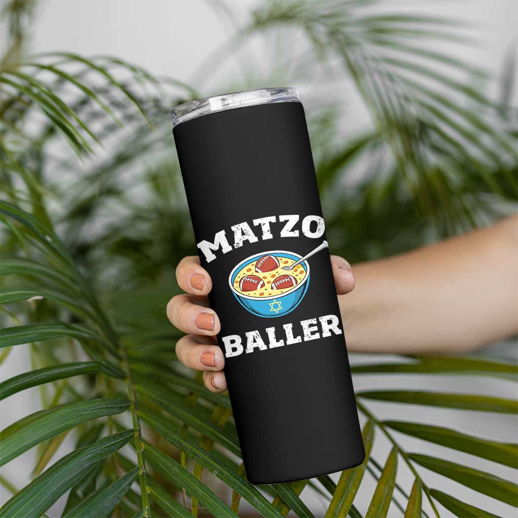 Funny Hanukkah Football Skinny Tumbler Matzo Baller Matzah Ball Jewish Chanukah Sports Lover - Wonder Print Shop