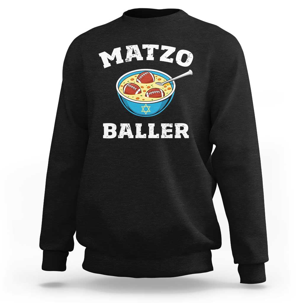 Funny Hanukkah Football Sweatshirt Matzo Baller Matzah Ball Jewish Chanukah Sports Lover - Wonder Print Shop