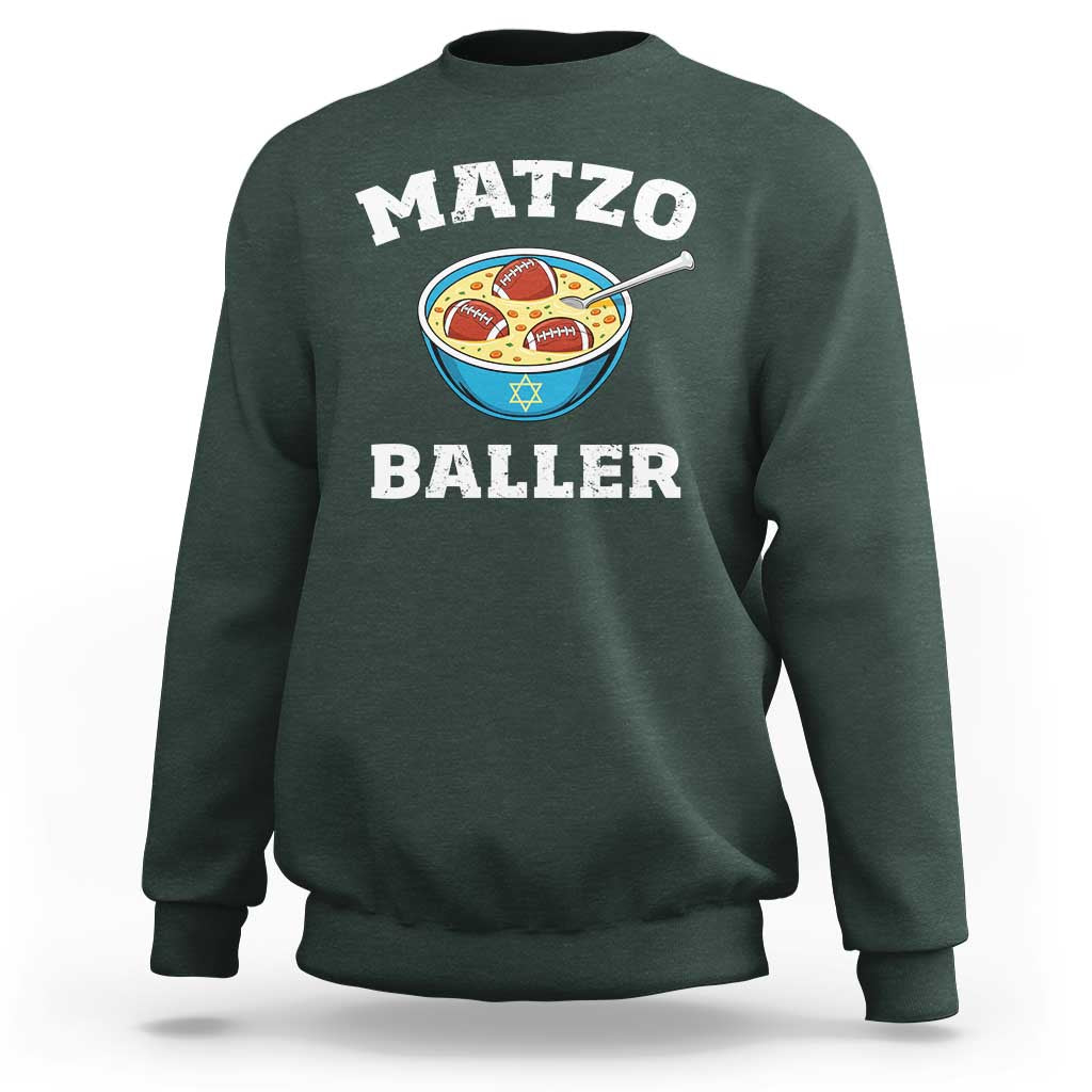 Funny Hanukkah Football Sweatshirt Matzo Baller Matzah Ball Jewish Chanukah Sports Lover - Wonder Print Shop