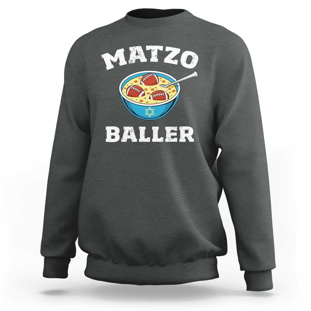 Funny Hanukkah Football Sweatshirt Matzo Baller Matzah Ball Jewish Chanukah Sports Lover - Wonder Print Shop