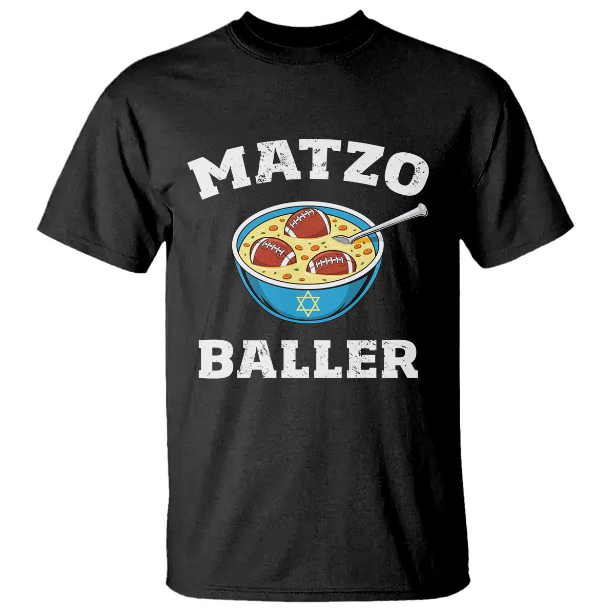 Funny Hanukkah Football T Shirt Matzo Baller Matzah Ball Jewish Chanukah Sports Lover - Wonder Print Shop