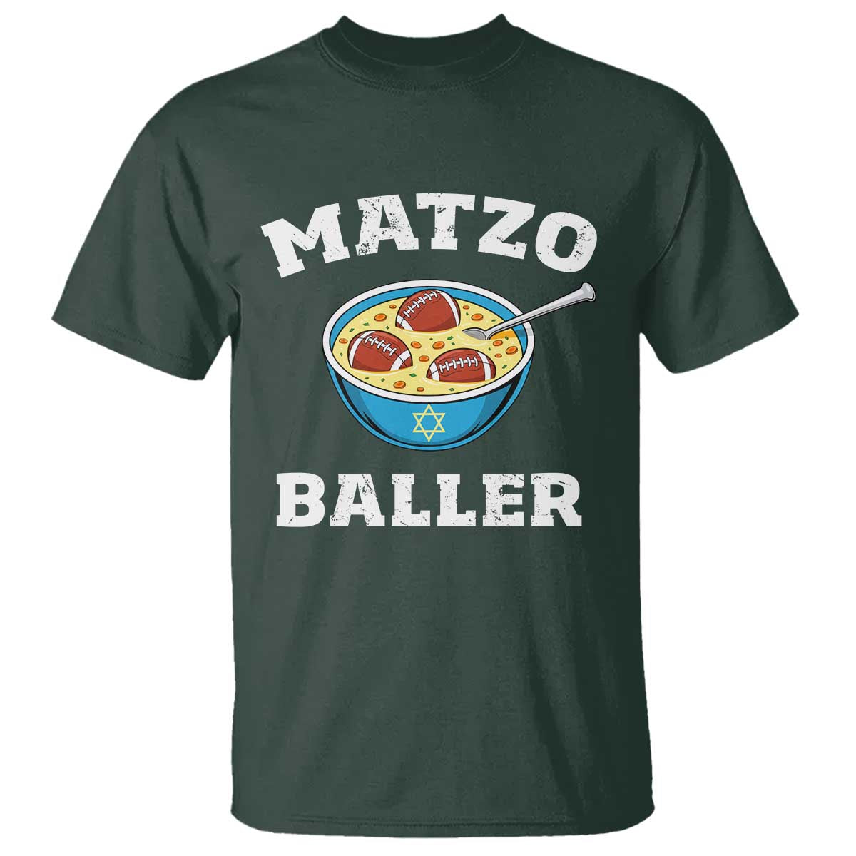 Funny Hanukkah Football T Shirt Matzo Baller Matzah Ball Jewish Chanukah Sports Lover - Wonder Print Shop
