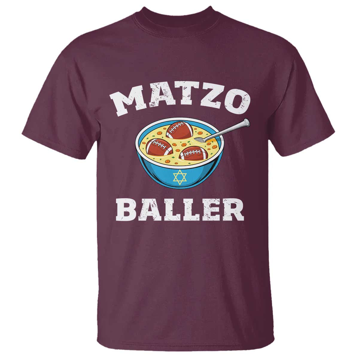 Funny Hanukkah Football T Shirt Matzo Baller Matzah Ball Jewish Chanukah Sports Lover - Wonder Print Shop