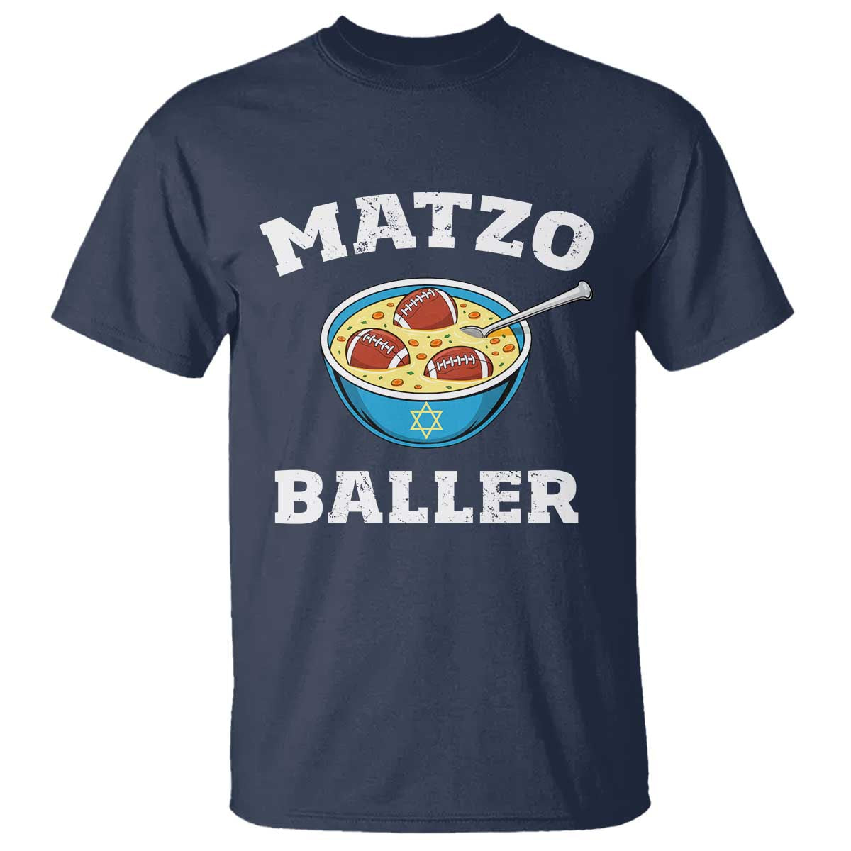 Funny Hanukkah Football T Shirt Matzo Baller Matzah Ball Jewish Chanukah Sports Lover - Wonder Print Shop