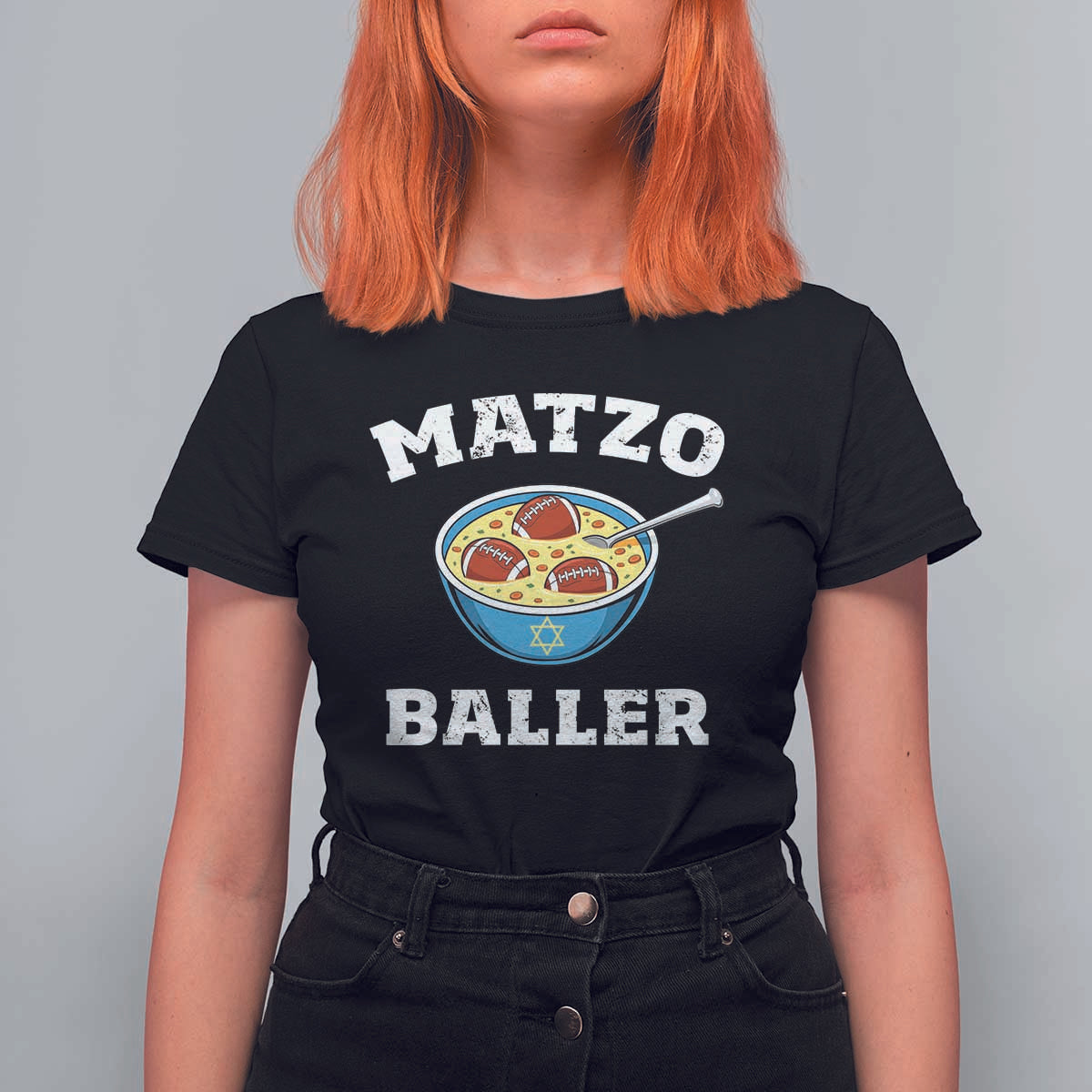 Funny Hanukkah Football T Shirt For Women Matzo Baller Matzah Ball Jewish Chanukah Sports Lover - Wonder Print Shop